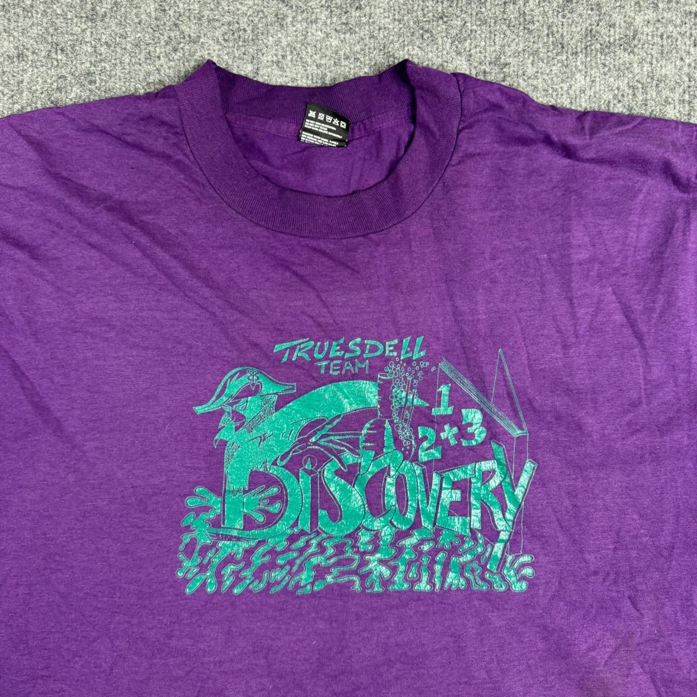 Fruit of the Loom T-Shirt Mens Size 3XL Purple Graphic Discovery USA Made Best